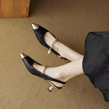 Удобная обувь для женщин Роскошные босоножки Летний костюм на каблуках Женский бежевый 2024 Девочки Черный Закрытый Острый Стилет 35 зелёный