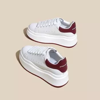 Удобная обувь на толстой подошве, женские весенне-осенние новые универсальные кроссовки из натуральной кожи в корейском стиле для отдыха и спорта 35 белый