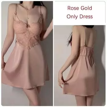 Удобная пижама женская сексуальная кружевная ночная рубашка с подкладкой для груди женская новая ночная рубашка на подтяжках халат домашний комплект M