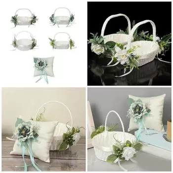 Удобная плетеная корзина из ротанга, натуральные ручные свадебные цветочные контейнеры, корзины, переноски цветов для свадебной вечеринки E