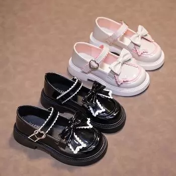 Удобная подошва, симпатичные модные дышащие туфли с бантом для девочек из кожи 26 розовый