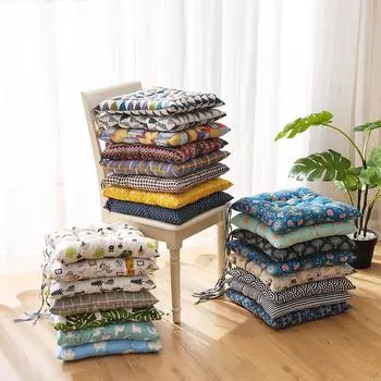 Удобная подушка для офисного кресла из хлопка и льна с ремнями 40*40 cm Thick Cotton Linen Square