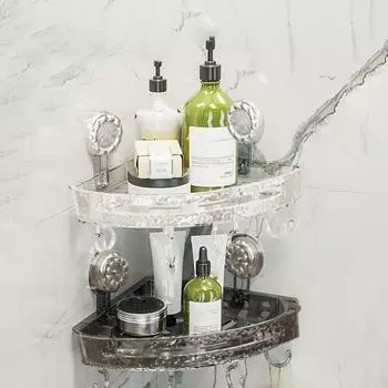 Удобная полка для хранения в углу ванной комнаты, держатель для косметики без отверстий, креативная полка для хранения туалета серый