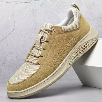 Удобная повседневная кожаная обувь, мужские кроссовки, кожаные лоферы, мужская обувь, уличная дышащая обувь на плоской подошве, распродажа, мокасины на плоской подошве 39 хаки