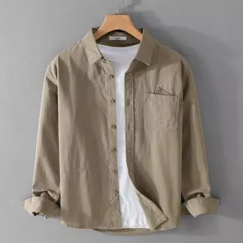 Удобная повседневная свободная рубашка с длинными рукавами M белый