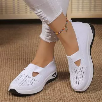 Удобная повседневная женская обувь, модная дышащая обувь на мягкой подошве на плоской подошве для женщин 40 чёрный