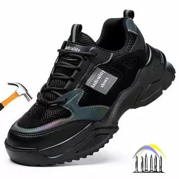 Удобная рабочая обувь для женщин, легкие антипрокольные кроссовки, черная рабочая защитная обувь для женщин и мужчин, защитные ботинки со стальным носком 34