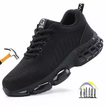 Удобная рабочая обувь, защитная обувь со стальным носком для мужчин, рабочие кроссовки с защитой от проколов для женщин, нескользящие рабочие ботинки, рабочая обувь 37
