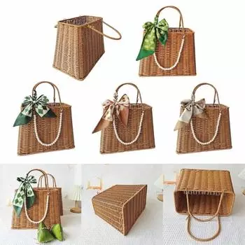 Удобная ручная корзина для домашнего использования, плетеная вручную пластиковая ротанговая корзина, уникальная аккуратная корзина для хранения овощей и закусок