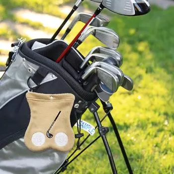 Удобная с крючком многоразовая сумка для гольфа, двусторонняя фланелевая сумка для хранения мячей для гольфа, аксессуары для гольфа хаки