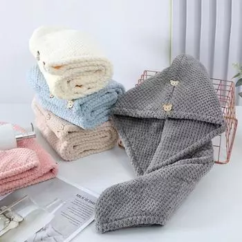 Удобная шапочка для сушки волос Удобная дышащая быстросохнущая серый