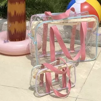 Удобная складная сумка для ежедневного хранения, широкое применение, модная прозрачная сумка из ПВХ, дорожный аксессуар, пляжная сумка Small