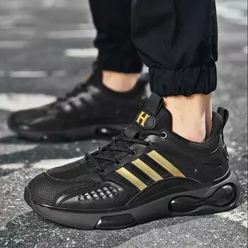 Удобная спортивная обувь для мужчин, легкая обувь для ходьбы, мужские кроссовки, дышащие туфли на плоской подошве, кроссовки для бега, мужские кроссовки 39 чёрный