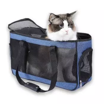 Удобная сумка для переноски домашних животных, вместительная сумка для собак, сумка через плечо для транспортировки кошек и щенков L серый