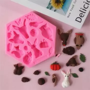Удобная устойчивая к высоким температурам форма для выпечки, экологически чистая форма совы и кролика, форма для помадки, шоколада, принадлежности для хлебобулочных изделий, форма для шоколада розовый