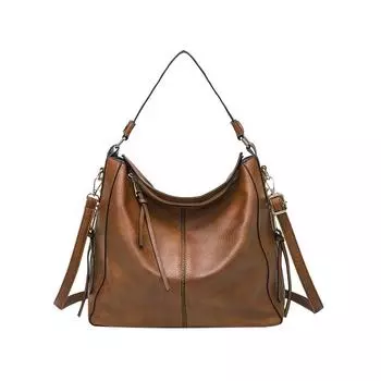 Удобная в использовании сумка из мягкой кожи для мам, вместительная сумка-ведро на лето коричневый