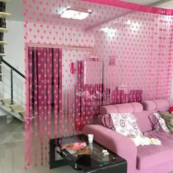 Удобная занавеска из вуали, тонкая работа, свадебное украшение, легкая красочная занавеска с романтическим рисунком любви, струнная занавеска бежевый