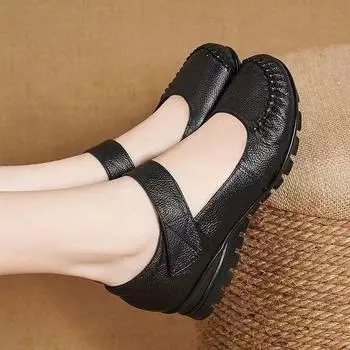 Удобная женская обувь на плоской подошве, мокасины Мэри, балетки, повседневные черные лоферы, женская обувь больших размеров 35 чёрный