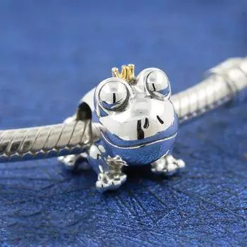 Удобно носить из твердого серебра 925 пробы, подвески-подвески с надписью «Лягушка принц», подходят для модного оригинального браслета, женские ювелирные изделия, подарок