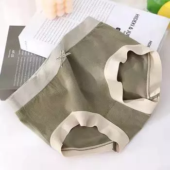 Удобное бесшовное женское нижнее белье телесного цвета, высокоэластичное, антибактериальное, бесследное, дышащее, из чистого хлопка, с внутренней кружевной подкладкой со средней талией one size зелёный