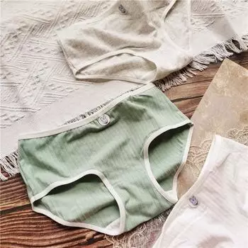 Удобное милое нижнее белье с мультяшным темным принтом и завернутыми краями, трусы с низкой посадкой, женские трусики One Size белый