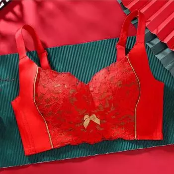 Удобное нижнее белье с регулируемой температурой из паклитаксела для женщин с маленькой грудью, собирающееся для поддержки кружева без стальных колец 32/70AB [Pass Cup] красный