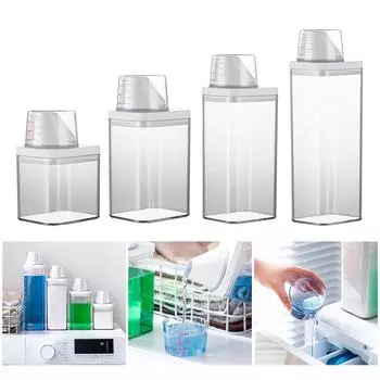 Удобное решение для хранения моющего средства с мерным стаканом Удобный дозатор для моющего средства Герметичная коробка для моющего средства S