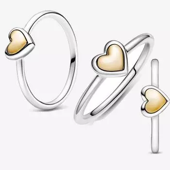 Удобное в носке чистое серебро 925 пробы, безупречное золото 14 карат, кольцо с сердечком, оригинальные женские ювелирные изделия в подарок для повседневных сцен 8