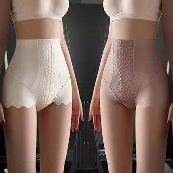 Удобное женское нижнее белье с высокой талией, утягивающее бедра, антибактериальное нижнее белье с промежностью, сексуальные бесшовные трусики для коррекции фигуры M чёрный