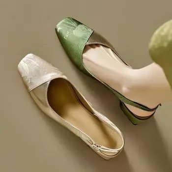 Удобные 4 см винтажный принт новые китайские сандалии Baotou квадратный каблук женские летние новые китайские туфли на толстом каблуке 34 зелёный