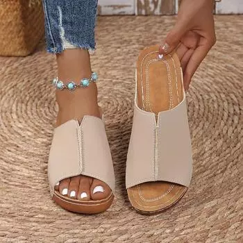 Удобные босоножки на танкетке для женщин, летние босоножки с открытым носком и платформой 36 белый