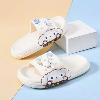 Удобные детские мультяшные шлепанцы, дышащая летняя обувь из ЭВА для девочек OffWhite,26-27