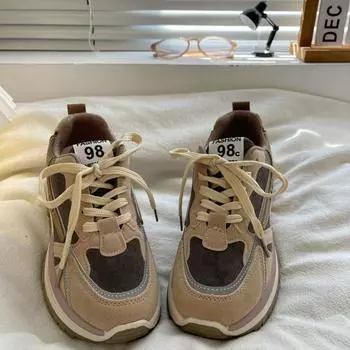 Удобные дышащие кроссовки женские простые износостойкие 2024 новые модные нескользящие толстые кроссовки осенняя повседневная обувь 35 чёрный