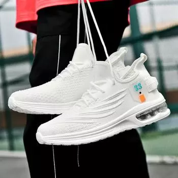 Удобные дышащие подушечки для кроссовок Мягкая подошва Повседневная обувь Гибкая мужская вулканизированная обувь Платформа Противоскользящая спортивная обувь 39 белый