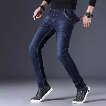 Удобные джинсовые мужские весенне-осенние высокоэластичные облегающие маленькие прямые джинсы мужские брюки 28