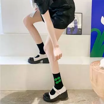 Удобные хлопковые носки контрастного цвета в китайском стиле, женские короткие носки, носки для бега чёрный