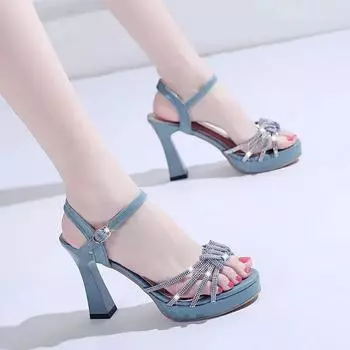 Удобные и элегантные женские туфли на толстой подошве с открытым носком, дизайнерский азиатский размер в наличии, новые дышащие модные корейские женские сандалии 34