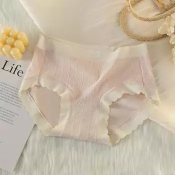 Удобные и дышащие треугольные брюки без следов со средней талией, женское нежное жаккардовое нижнее белье, треугольные брюки L розовый