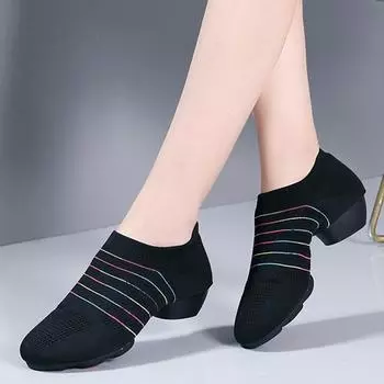 Удобные и гибкие вязаные джазовые туфли для женщин, мягкая подошва, женские балетные туфли для танцев, тренировочная обувь, размеры 34-41 35 верблюд