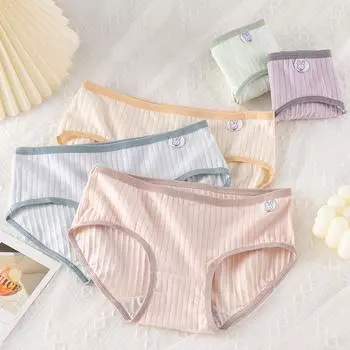 Удобные и мягкие женские трусики цвета макарун, милые подростковые летние, тонкие, дышащие, с треугольными чашечками, с вырезом на талии M