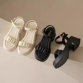 Удобные изящные и модные летние повседневные сандалии с пряжкой на щиколотке 35 чёрный