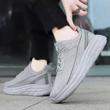 Удобные кроссовки на толстой подошве для бега, осень и зима, новые сетчатые дышащие кроссовки для спорта и отдыха на открытом воздухе, легкие мужские кроссовки для путешествий 39 чёрный