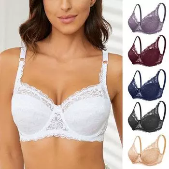 Удобные кружевные бюстгальтеры с подушечками на груди, сплошной цвет, традиционный регулируемый чехол, дополнительная грудь, повседневная одежда, бюстгальтеры для женщин. M фиолетовый