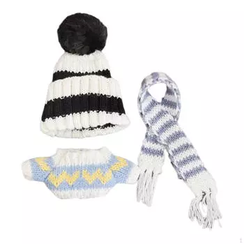 Удобные кукольные костюмы для детей с шарфом и шапкой чёрный