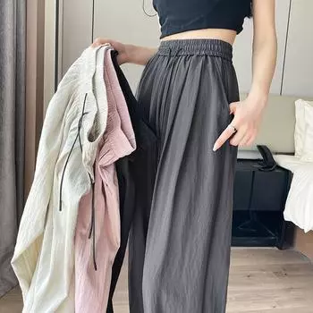 Удобные льняные широкие женские брюки — идеальный выбор для лета S абрикосовый