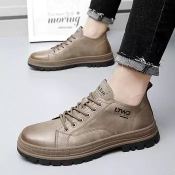 Удобные мягкие мужские кроссовки из натуральной кожи, мужская повседневная обувь, износостойкие нескользящие мужские деловые туфли Tenis Masculino 38 бежевый