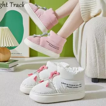 Удобные мягкие зимние ботинки женские водонепроницаемые утолщенные плюшевые зимние ботинки женские повседневные сохраняющие тепло хлопковые подкладки женские 41 белый