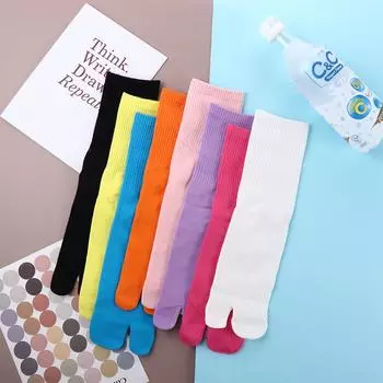 Удобные мужские и женские носки с разрезом на носке, жаккардовые, с разрезом, носки с двумя пальцами, длинные носки-трубы зелёный