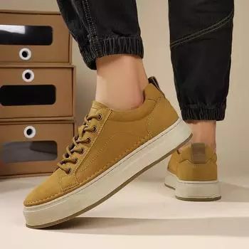 Удобные мужские кроссовки, стильные мужские повседневные туфли на шнуровке, классические универсальные мужские туфли для скейтбординга, мужские туфли для скейтбординга из натуральной кожи 38 чёрный