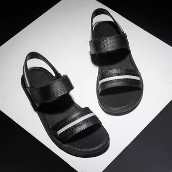 Удобные мужские сандалии для отдыха на пляже, летняя обувь, праздничные мужские сандалии, новые повседневные туфли в стиле ретро для мужчин, простые классные кроссовки 38 чёрный